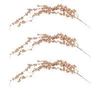 3Pcs Branches de Baies Houx Artificiel, Baies d'or de Noël s de Houx de Noël Décoration d'arbre de Ornements pour Bouquet de Fête Maison Guirlande Ornements (Or)
