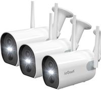 3pcs Caméra de surveillance extérieure 2K 3MP Batterie, Caméra sans fil WLAN Outdoor，15 m Vision nocturne couleur，Sirène/Alarme lumière blanche，Détecteur de mouvement PIR.
