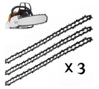 3pcs chaînes tronçonneuse - 20"" 76 maillons .325"" acier chromé - faible rebond - pour abattage, jardinage