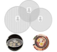 3PCS Couvercle Anti Projection 34cm, Couvercle Anti Eclaboussure Grille Anti Éclaboussures Poêle en Acier Inoxydable avec Poignée