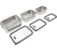 3PCS Food Storage Container Set 304 Stainless Steel Food Prep Container Lunch Box with Airtight Glass Lid pour la cuisine