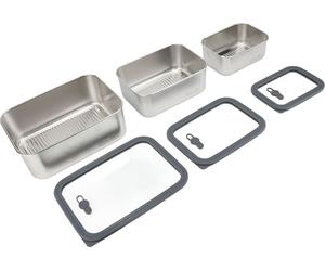 3PCS Food Storage Container Set 304 Stainless Steel Food Prep Container Lunch Box with Airtight Glass Lid pour la cuisine