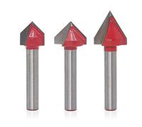 3pcs Fraise à Rainurer Droit 3D en V Fraise à Graver CNC à Queue de 6mm | Saipor Carbure de Tungstène Fraises de Defonceuse a Bois en V pour le Travail du Bois, 60°et 90°