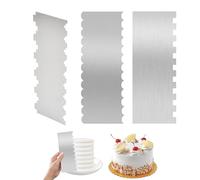 3PCS Grattoir à Gâteau Crème en Métal, Lisseur à Gâteau Patisserie en Acier Inoxydable Décoration de Peigne Outil Stainless Steel Metal Cake Scraper Grattoirs à Gâteau, Cuisine Pâtisserie DIY (B)