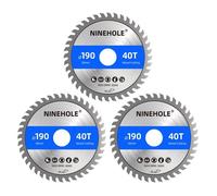 3pcs Lames de scie circulaire 190 x 30 mm (anneau 25mm 20mm Et 16mm) 40 dents Coupes propres Disque à Tronçonner pour Bois