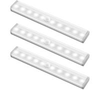 3pcs Lampe Détecteur de Mouvement,10LED Lampe de Placard Veilleuse LED,Lampe Escalier-Blanc Froid
