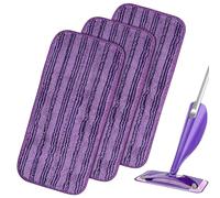 3PCS Lingettes Reutilisable pour Swiffer WetJet Wood, Serpillières en Microfibre Remplacement, Chiffon Rechange pour Swiffer Wet Jet Balai Spray, Tampons de Vadrouille en Microfibre Lavable-Voilet