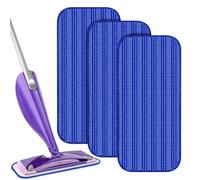 3PCS Lingettes Reutilisable pour Swiffer WetJet Wood, Serpillières en Microfibre Remplacement, Chiffon Rechange -bleu