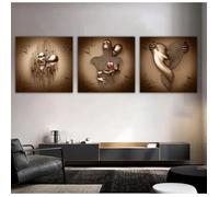 3pcs Love Heart 3D Wall Art Métal Fil Sculpture Figure Couple Suspendu Peinture Art Mural Moderne Sans Cadre 40x40cm