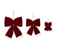 3PCS Nœuds en Velours Décoratifs Tailles Différentes Nœuds Suspendus de Noël pour Couronne Arcs Suspendus pour Sapin de Noël Décoration Festive pour Guirlande Clôture Porte d’Entrée Cheminée, Bordeaux