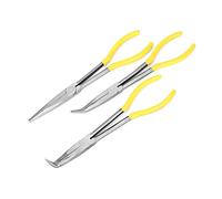 3pcs Pinces à Bec Long en Acier au Carbone Pinces Extra Longues avec Pointe Droite Coudée Pour Électriciens Craft Outil Set