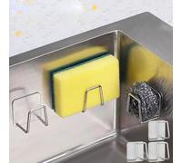 3PCS Porte-éponges pour Évier de Cuisine en Acier Inoxydable - Support Organiseur de Salle de Bain avec Adhésif Puissant pour Rangement de Caddy, Brosses et Savons