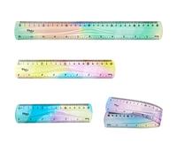 3pcs Règle Flexible pour l'École, 30/20/15cm Règle Pliable Règles en Plastique Souple Règle avec Échelles en Centimètres et en Pouces pour Étudiants Enfants Bureau Maison(Couleur Dégradée)