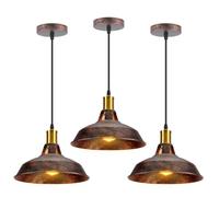3pcs Rétro Lustre Suspension E27 27cm Luminaire Style Industrielle pour Salon Couloir Cuisine Rouille