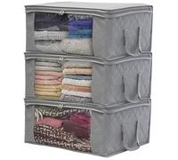 3PCS Sac de Range Boite de Rangement Vetement Pliable Vetement sous Lit, Étanche en épais Non-tissé 48 x 35 x 20 cm