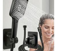 3pcs/Set Pomme de douche carrée à haute pression avec filtre, pomme de douche de massage en plastique montée au mur, pomme de douche pluie économisatrice d'eau, 3 modes et réglages de bouton de buse r
