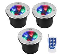 3PCS Spot LED Piscine Encastrable - RGB Spot LED Fontaine, Projecteur Encastré À Télécommande RF Étanche IP68, Projecteur De Jardin En Acier Inoxydable, Pour Terrasse De Piscine D'étang(3W,12V)