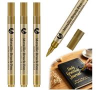 3Pcs Stylos Peinture Acrylique Dorés - Marqueur Doré À Pointe Fine Pour Dessin, Calligraphie Et Carte De Vœux - Feutre Or Séchage