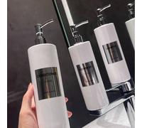 3pièces/Set Bouteilles cylindriques 500ml, Style Ins esthétique blanc/bleu/noir, Avec étiquette argentée imperméable, Essentiel pour le rangement à la maison, Convient pour les produits sensibles à la