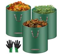 3X 272L Sacs De Jardin Dechets Verts Résistant, Gants Inclus, Sac Jardinage | Autoportant, Big Bag Avec Poignées, Étanche, Pliable Et Réutilisable, Sac Végétaux Jardin