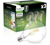 3x Ampoule LED E27 Sphérique G125 7W = 60W 806lm 4000K Neutre 360° FILAMENT LUMILED