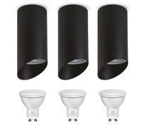 3x Applique de plafond en aluminium noir avec ampoule 40W lumière chaude