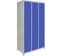 3x Armoire à casiers 3 portes Vestiaire bleu