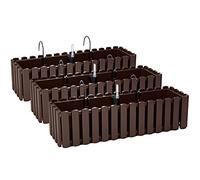 3X Bac À Fleurs Pot À Fleurs avec Supports - 58 x 18 x 16,2 cm - Système d'Irrigation pour Pots de Fleurs Balcon Boîtes à Fleurs, Marron