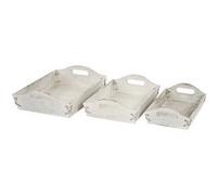 3x bassin T296, tableau à servir style shabby blanc Blanc G