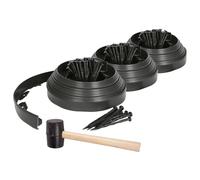 3X Bordures de Pelouse et de Chemin en Plastique Flexible avec 40 Piquets et Maillet - 30m x 4cm - Noir - Jardin Herbe Fleur Plante Lit Pierre Frontière Bord Rouler - par Harbour Housewares