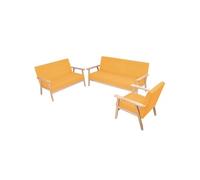 3X Canapé Tissu Jaune Canapé de Salon Mobilier de Salon Sofa Meubles
