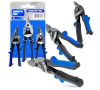 3x Ciseaux à Tôle Ferblantier 10'' Cisaille Métal Gauche Droite Droits Coupe Couvreur Robuste Pliants Poignée Ergonomique Set Universel Précision