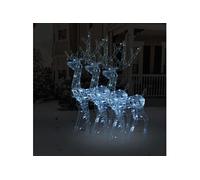 3x Décorations de Noël de Renne Ornement de Noël Rennes Lumineux Décoration de Fête Maison Intérieur Acrylique 120 cm Blanc Froid