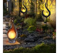 Set de 3 lampes solaires d'extérieur en bronze Lampe de jardin Flamme décorative avec boule Lampe solaire Décoration de jardin Lampes de balcon