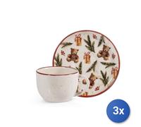 3X H&H Paquet De 4 Tasses À Café Avec Soucoupe Teddy Hugs CC 115 En Grès