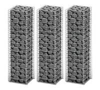 3x Jeu de Panier de Gabion Fil Galvanisé 25x25x100 cm Pierres Jardin vidaXL