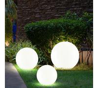 3x Lampe Solaire Extérieure LED Bâton Terre Deko Boule Blanc IP44