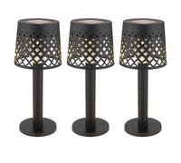 3x LED Lampe solaire Lampe de table Lampe d'extérieur Lampe de terrasse claire noire H 21 cm
