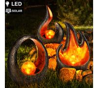 3x LED lampes de table solaires décoration de jardin faucille flamme ovale design balcon lampes d'extérieur OR GRIS