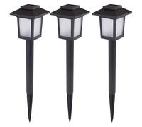 3x LED solaire plug-in lumières chemin de jardin rétro effet feu lanternes extérieures noir