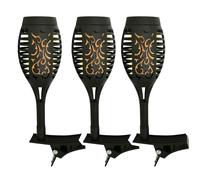 3x LED Torches solaires scintillantes Balcon Décoration de jardin Torche de jardin effet de feu H 26 cm