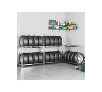 vidaXL : lot de 3 étagères à pneus à 2 tablettes, couleur argent, 110 x 40 x 110 cm, en acier