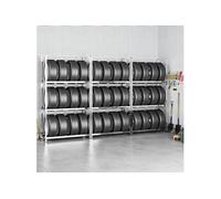 3x Porte-pneus à 3 Niveaux Etagères de Rangement Stockage d'Atelier Etagère d'Entrepôt Supports à Pneus Garage Argenté 110x40x200 cm Acier