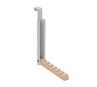 3X Portemanteaux Pliables, pour Porte de Max 2 cm d’épaisseur, à accrocher, 6 cintres, métal et Bois, Gris