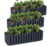 3X Pot de fleurs Jardinière Boardee Fencycase Balcony Box Plastic 58 Cm - Anthracite