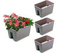 3x Potting box 27,2 cm x 39,6 cm Ratan Mokka 13 L balustrade railing
