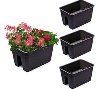 3x Potting box 27,2 cm x 39,6 cm Ratan Umbra Brown 13 L balustrade railing