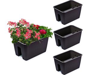 3x Potting box 27,2 cm x 39,6 cm Ratan Umbra Brown 13 L balustrade railing