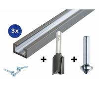 3x rail profilé 1000 mm plus fraise à rainurer Ø17 & fraise à lamer