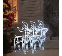 vidaXL 3x Rennes de Noël Décoration de Noël Ornement de Vacances Décoration de Fête Ornement de Jardin Extérieur Blanc Froid 76x42x87 cm Blanc G
